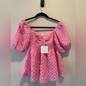 Elegant Pink Textured Blouse